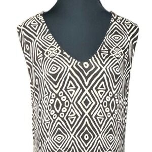 Soft Surroundings Brown Geometric Tulum Aztec Tank Maxi Stretch Dress Med